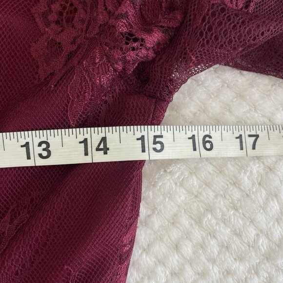 Lulus Whimsigoth Mini Dress Size S Burgendy Red Babydoll Lace Dark Romantic Vamp - Picture 16 of 16